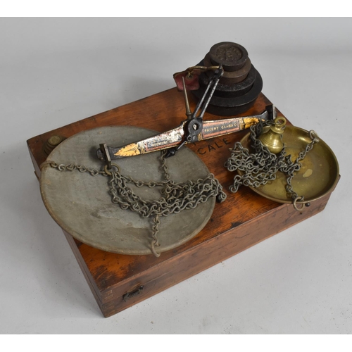 4 - A Late Victorian/Edwardian Bread Scale by Avery, Complete with Weights, Box 29.5cms Wide