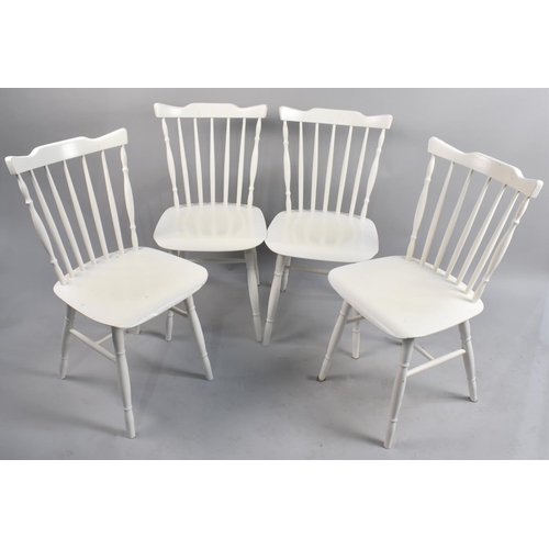 429 - A Set of Four White Painted Spindle Back Back Dining Chairs