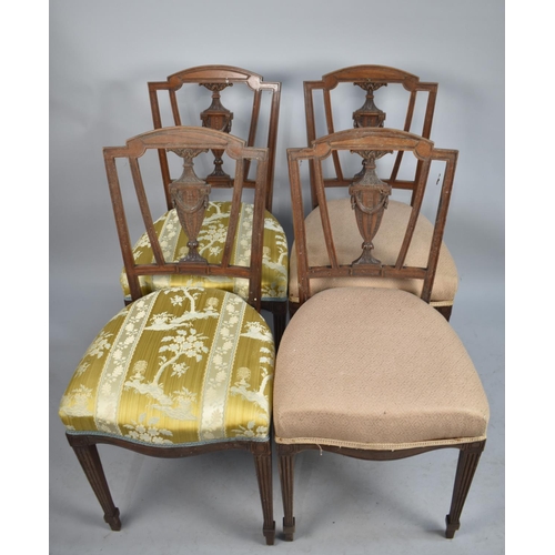 430 - A Set of Four Salon Side Chairs with Carved Urn Splats