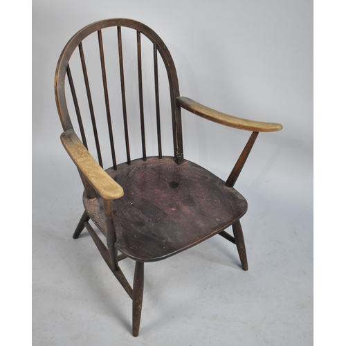 432 - An Ercol Style Spindle Back Side Chair, Cut Down