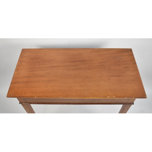 49 - A Mid 20th Century Narrow Walnut Side Table on Square tapering Supports, 81cms Wide