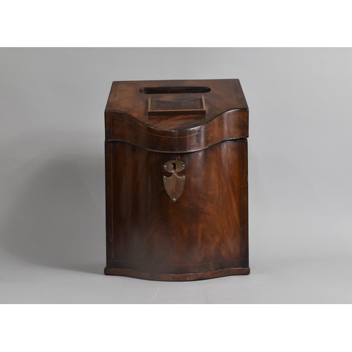 54 - A George III Mahogany Serpentine Front Knife Box, Now Stripped and Converted to Ballot Box, 35cms Hi... 