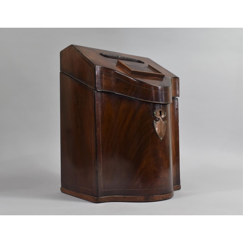 54 - A George III Mahogany Serpentine Front Knife Box, Now Stripped and Converted to Ballot Box, 35cms Hi... 