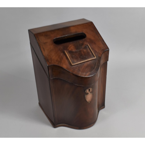 54 - A George III Mahogany Serpentine Front Knife Box, Now Stripped and Converted to Ballot Box, 35cms Hi... 