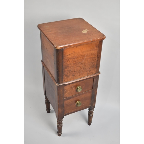 60 - A Victorian Mahogany Sewing Cabinet having Hinged Lid to Storage Area and Two Base Drawers, 32cms Wi... 