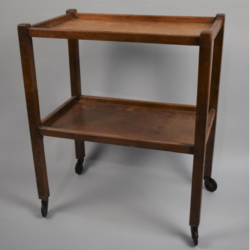 64 - A Mid 20th Century Two Tier Galleried Oak Tea Trolley, 63cms Wide