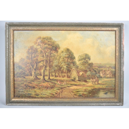 132 - A Framed Oil On Board, A Hampshire Lane, by S Johnson, 45x29cms