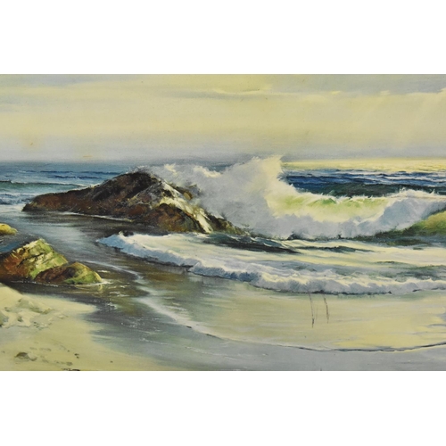 190 - A Large Framed Print, Seashore, 120 X 60cms