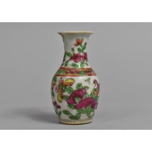 249 - A Late 19th/Early 20th Chinese Canton Famille Rose Miniature Vase, 9cms High