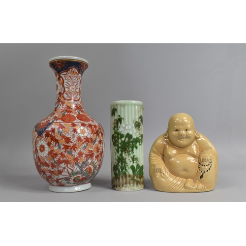 253 - A Collection of Oriental Ceramics to comprise Vase, Celadon Glazed Wall Pocket and a Buddha, Conditi... 