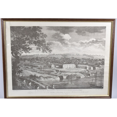 302 - A Framed Print Engraving, a South West Prospect of Perspective View of Stour Port... , 52x37cms