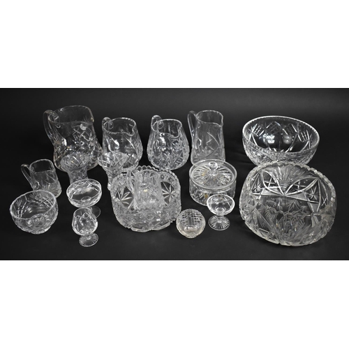 323 - A Collection of Various Cut and Other Glass to comprise Jug, Bowls Etc