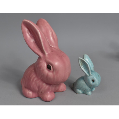 360 - Two Sylvac Rabbits, Pink and Blue, Tallest 20cms High