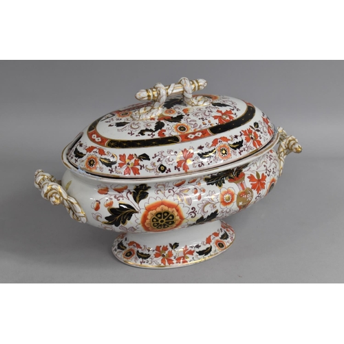 371 - A Late 19th Century Ironstone Tureen and Cover, Stylised Rope Handles and Decorated in the Imari Pal... 