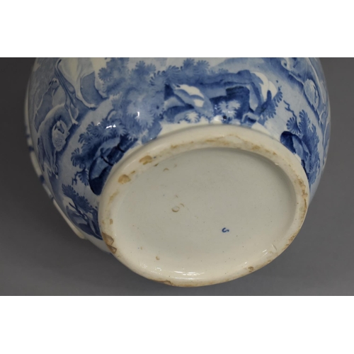 373 - A 19th Century Blue and White Jug, Cattle Scene, 22cms High