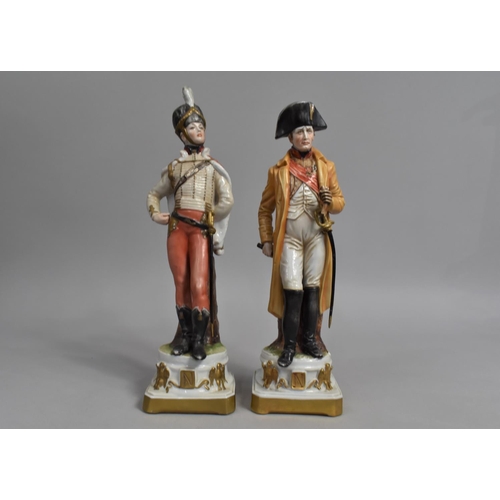 375 - Two Capodimonte Napoleonic Soldiers, Signed V Lamagna, Complete with Swords, 30cms High