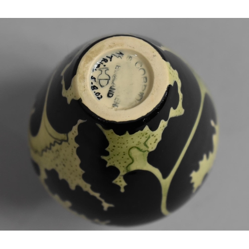 380 - A Cobridge Trial Piece Vase, Decorated with Flowers on Black Ground, Dated 5.8.02, 10cms High