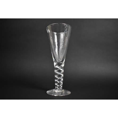 387 - A Large and Heavy Hand Blown Glass Goblet with Trumpet Bowl on Solid Spiral Stem and Circular Foot, ... 