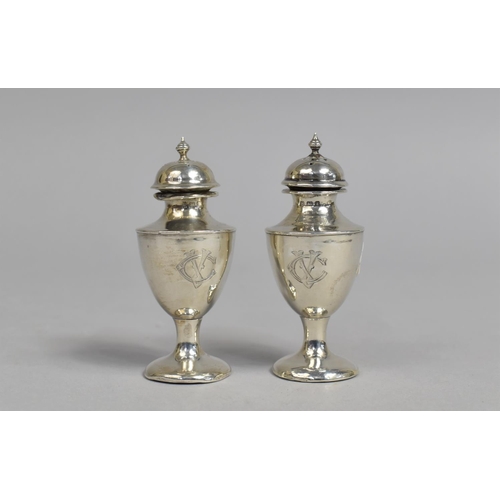 416 - A Pair of Silver Shakers, 7.5cm high, 46.6g