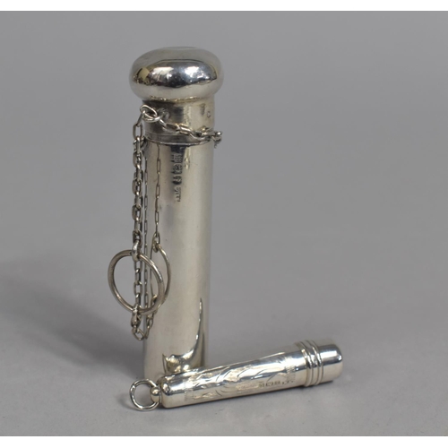 417 - A Silver Vial Holder Together with a Silver Cheroot Case, 16.2g