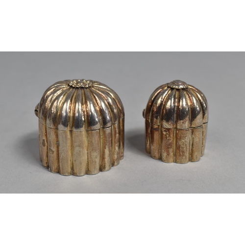 427 - Two Small Silver Boxes of Domed Reeded Flower Head Form with Hinged Lids, Stamped 925, 70.1g