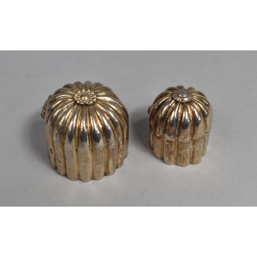 427 - Two Small Silver Boxes of Domed Reeded Flower Head Form with Hinged Lids, Stamped 925, 70.1g