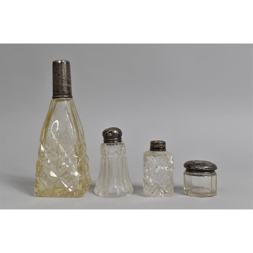 433 - A Collection of Four Silver Mounted and Topped Glass Bottles Together with a Single and a Pair of Gl... 