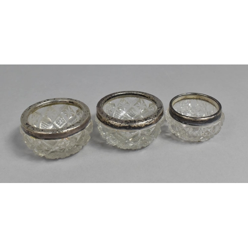 433 - A Collection of Four Silver Mounted and Topped Glass Bottles Together with a Single and a Pair of Gl... 