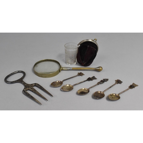 443 - A Collection of Various 19th century and Later Items to comprise Set of Silver Coffee Spoons with Am... 