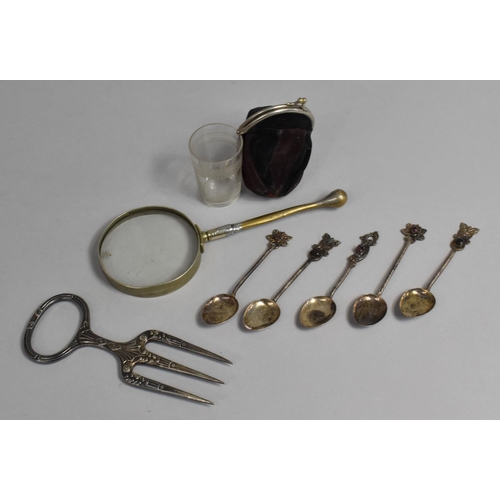 443 - A Collection of Various 19th century and Later Items to comprise Set of Silver Coffee Spoons with Am... 