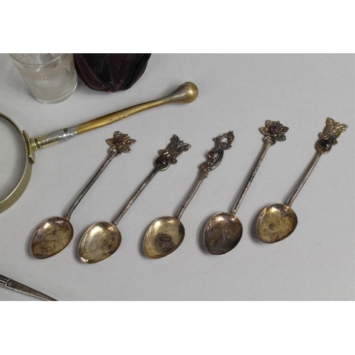 443 - A Collection of Various 19th century and Later Items to comprise Set of Silver Coffee Spoons with Am... 