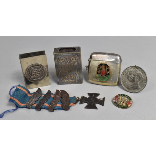 444 - A Collection of Various Items to Comprise Silver Plated Match Holders, Vesta Case Etc