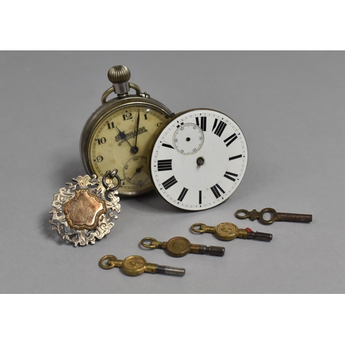 445 - A Collection of Four Various Pocket Watch Keys, a Silver Fob, Champion Pocket Watch and a Further Mo... 