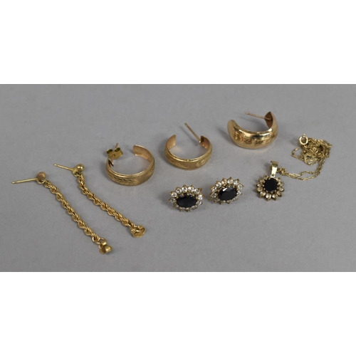 454 - A Collection of Various Gold and Gold Coloured Metal Jewellery to comprise 9ct Gold Chain with Sapph... 