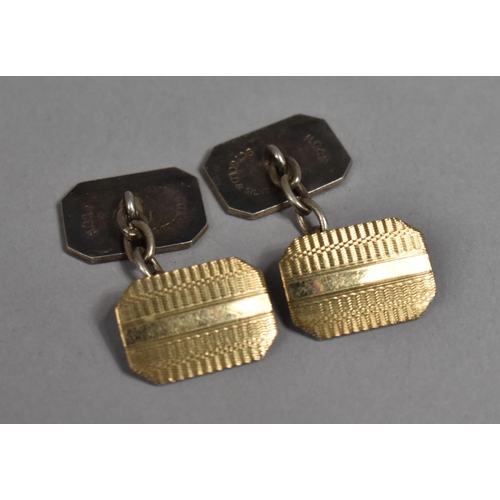 463 - A Pair of Silver Cufflinks with Engine Turned Design