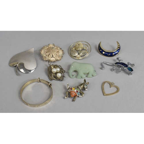 467 - A Collection of Various Costume Jewellery to comprise Filigree Brooches, Babies Christening Bangle E... 