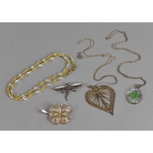 468 - A Collection of Various Silver and Other Jewellery Items to comprise Filigree Necklace, Dragonfly Br... 