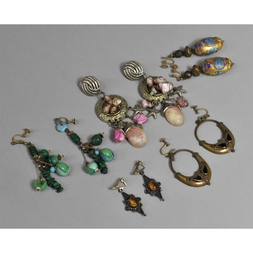 477 - A Collection of Various Earrings, Chinese Enamelled Examples Etc