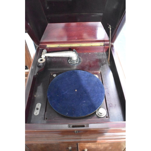 503 - A Mahogany Free Standing Wind Up Gramophone in Need of Attention, 60cms Wide