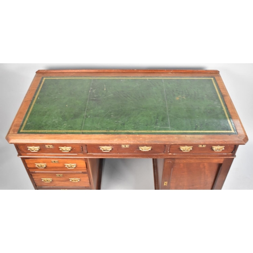 544 - A 20th Century Desk with Tooled Top and Galleried Back, Three Short Drawers Surmounting Two Banks, O... 