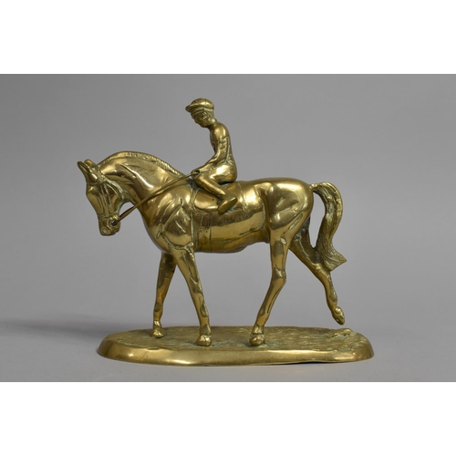 68 - A Brass Study of a Horse and Jockey, 15.5cms high