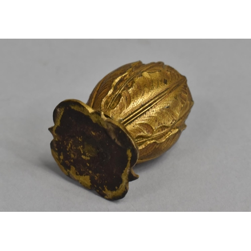 70 - A Gilt Bronze Item, possibly for Matches, Oval Form having Leaf Design, 4cms high