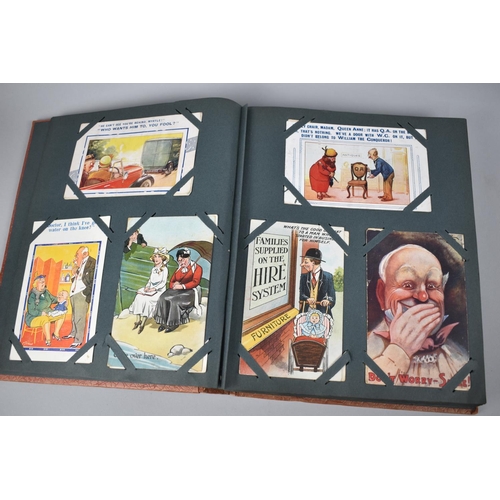 91 - An Early/Mid 20th Century Postcard Album Containing Approximately 180 Comical Postcards