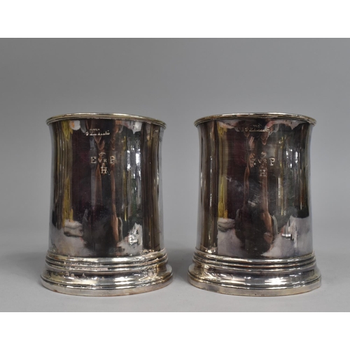 104 - A Pair of Victorian Sheffield PLated Tankards Stamped Oldham Maker, Late Askew, Nottingham