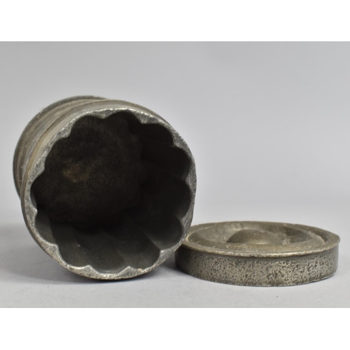 112 - A 19th Century Pewter Ice Cream or Jelly Mould of Cylindrical Form, 9.5cm Diameter and 12cm High