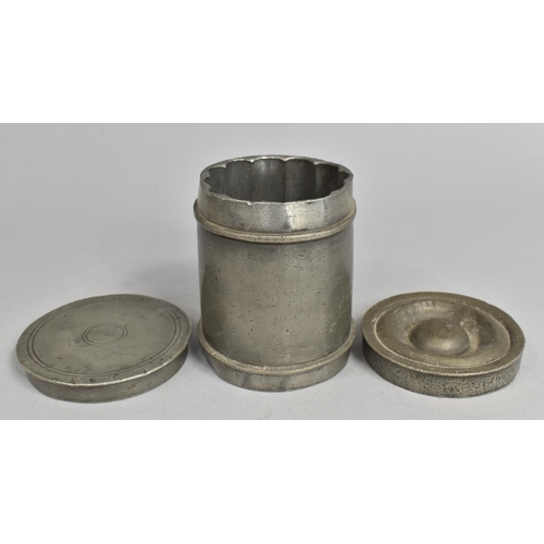 112 - A 19th Century Pewter Ice Cream or Jelly Mould of Cylindrical Form, 9.5cm Diameter and 12cm High