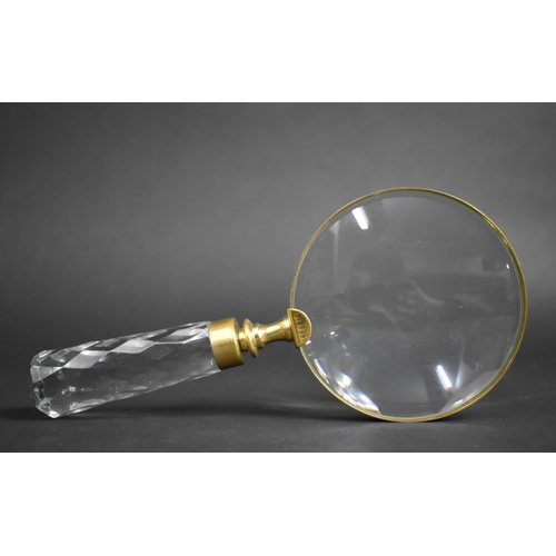 114 - A Modern Desktop Magnifying Glass with Faceted Glass Handle, 22cm Long