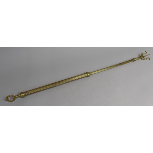 124 - Two Late 19th/Early 20th Century Brass Toasting Forks, the Ribbed Example of Telescopic Form