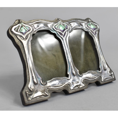 149 - A Small Double Enamelled Silver Mounted Easel Back Photo Frame, in the Art Nouveau Style, 11.5cm wid... 