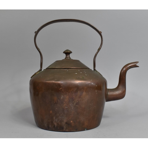 153 - A Late 19th Century Copper Kettle with Looped Handle, 30cm high